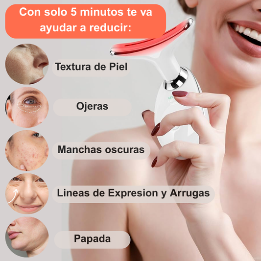 Masajeador Facial RENOVADERM™ con terapia de luz para rostro y cuello.