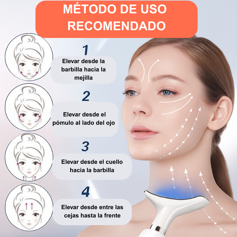 Masajeador Facial RENOVADERM™ con terapia de luz para rostro y cuello.